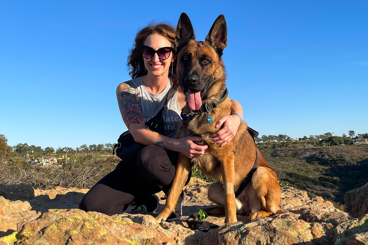 Encinitas hair stylist Shannon with her dog